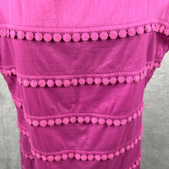 Banana Republic Top Women 14 Sleeveless Pink Pom Pom Lace Trim Cotton Blouse - Picture 4 of 14